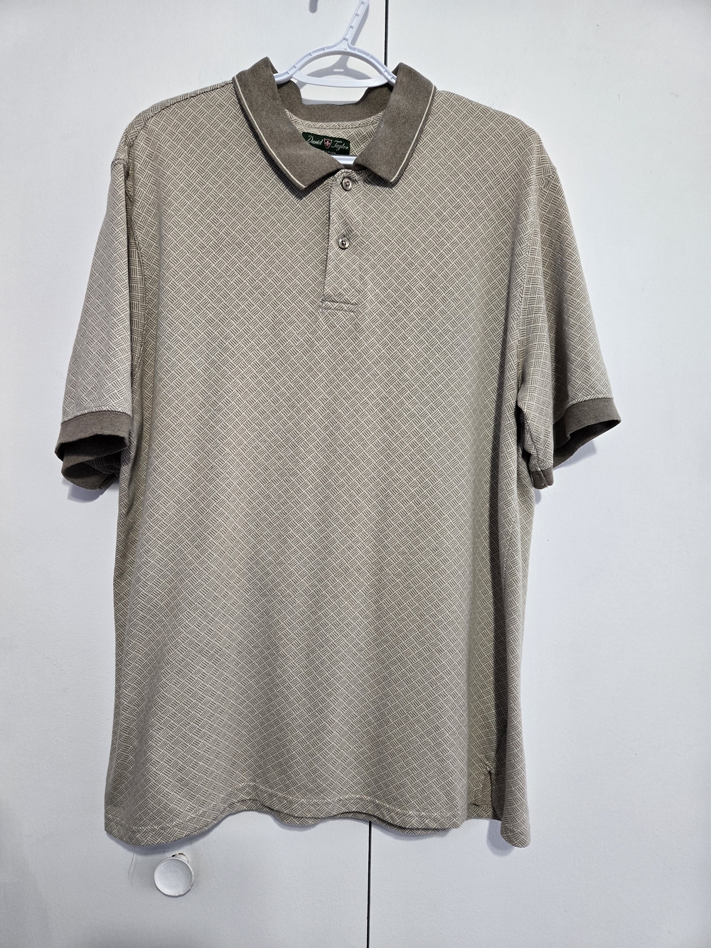 David Taylor Collection Men's Tan Geometric Polo Shirt XL Vintage Golf